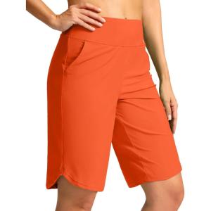 imageG Gradual Womens High Waisted Swim Board Shorts 11 Knee Length Beach Swimming Long Shorts for Women with Pockets LinerOrange