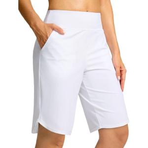 imageG Gradual Womens High Waisted Swim Board Shorts 11 Knee Length Beach Swimming Long Shorts for Women with Pockets LinerWhite