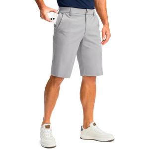 imageMens Golf Shorts with 5 Pockets 11 Inseam Stretch Quick Dry Casual Work Dress Shorts for MenBright Grey