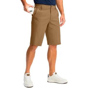 imageMens Golf Shorts with 5 Pockets 11 Inseam Stretch Quick Dry Casual Work Dress Shorts for MenDark Khaki