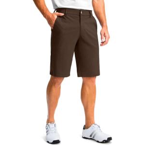 imageMens Golf Shorts with 5 Pockets 11 Inseam Stretch Quick Dry Casual Work Dress Shorts for MenTdark Brown