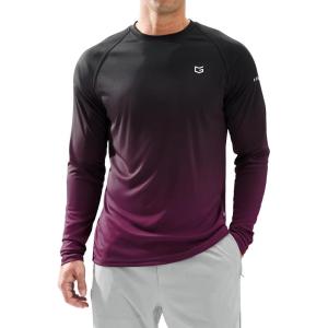 imageMens Sun Protection Long Sleeve Shirts UPF 50Gradient Black Rose