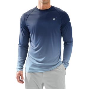 imageMens Sun Protection Long Sleeve Shirts UPF 50Gradient Blue Grey