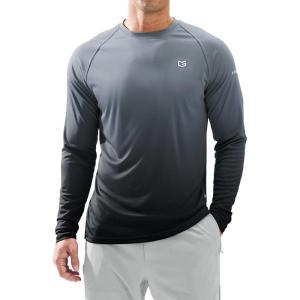 imageMens Sun Protection Long Sleeve Shirts UPF 50Gradient Grey Black