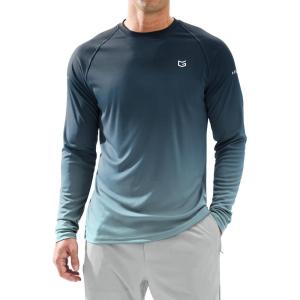 imageMens Sun Protection Long Sleeve Shirts UPF 50Gradient Navy Blue