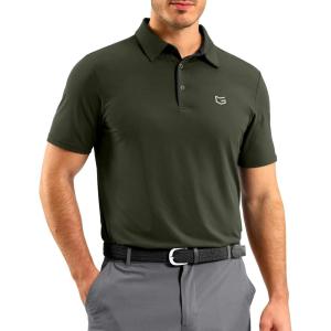 imageG Gradual Mens Golf Shirt Dry Fit Short Sleeve Polos Moisture Wicking Performance Polo Shirts for Men Athletic Tennis CasualArmy Green