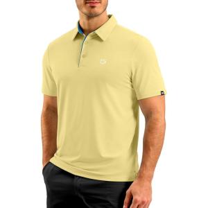 imageG Gradual Mens Golf Shirt Dry Fit Short Sleeve Polos Moisture Wicking Performance Polo Shirts for Men Athletic Tennis CasualLight Yellow