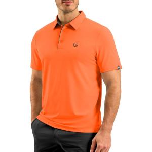 imageG Gradual Mens Golf Shirt Dry Fit Short Sleeve Polos Moisture Wicking Performance Polo Shirts for Men Athletic Tennis CasualOrange