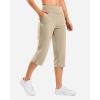 imageG Gradual 18 20 Capri Pants for Women Golf Capris 4 Pockets High Waist Stretchy Lightweight Cropped Pants for Dressy CasualKhaki