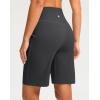 imageG Gradual Bermuda Shorts for Women 9 High Waisted 2 Big Pockets Long Knee Length Shorts for Workout Athletic Casual SummerDark Grey