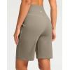 imageG Gradual Bermuda Shorts for Women 9 High Waisted 2 Big Pockets Long Knee Length Shorts for Workout Athletic Casual SummerDark Khaki