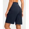 imageG Gradual Bermuda Shorts for Women 9 High Waisted 2 Big Pockets Long Knee Length Shorts for Workout Athletic Casual SummerNavy Blue