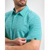 imageG Gradual Mens Golf Shirt Dry Fit Moisture Wicking Performance Short Sleeve Striped Polo Shirts for Men Dressy CasualWide Cyan Stripe
