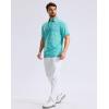 imageG Gradual Mens Golf Shirt Dry Fit Moisture Wicking Performance Short Sleeve Striped Polo Shirts for Men Dressy CasualWide Cyan Stripe
