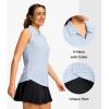 imageG Gradual Sleeveless Golf Shirts for Women Collared V Neck Tennis Tank Top Cooling Polo UPF 50 Quick Dry LightweightBlue Stripe
