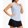 imageG Gradual Sleeveless Golf Shirts for Women Collared V Neck Tennis Tank Top Cooling Polo UPF 50 Quick Dry LightweightBlue Stripe