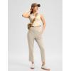 imageG Gradual Womens Petite Pants Ankle 78 Golf Pants 3 Pockets Stretchy Travel Pants Inner Drawstring for Work Business CasualDusty White