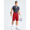 imageMens Casual Shorts 9 Lightweight Golf Shorts for Men Stretch with 3 Pockets Quick Dry Breathable Work ShortsRedM