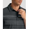 imageMens Golf Shirts Dry Fit Moisture Wicking Performance Short Sleeve Collared Polo Shirts for Casual Athletic BusinessDeep Grey Stripes