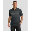 imageMens Golf Shirts Dry Fit Moisture Wicking Performance Short Sleeve Collared Polo Shirts for Casual Athletic BusinessDeep Grey Stripes