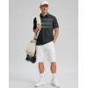 imageMens Golf Shirts Dry Fit Moisture Wicking Performance Short Sleeve Collared Polo Shirts for Casual Athletic BusinessDeep Grey Stripes