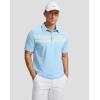 imageMens Golf Shirts Dry Fit Moisture Wicking Performance Short Sleeve Collared Polo Shirts for Casual Athletic BusinessLight Blue Stripes