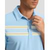 imageMens Golf Shirts Dry Fit Moisture Wicking Performance Short Sleeve Collared Polo Shirts for Casual Athletic BusinessLight Blue Stripes