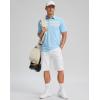 imageMens Golf Shirts Dry Fit Moisture Wicking Performance Short Sleeve Collared Polo Shirts for Casual Athletic BusinessLight Blue Stripes