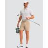 imageMens Golf Shorts 7 9 11 Inseam with 5 Pockets Lightweight Stretch Quick Dry Casual Dress Hybrid Short for MenKhaki
