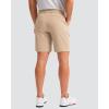 imageMens Golf Shorts 7 9 11 Inseam with 5 Pockets Lightweight Stretch Quick Dry Casual Dress Hybrid Short for MenKhaki