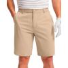 imageMens Golf Shorts 7 9 11 Inseam with 5 Pockets Lightweight Stretch Quick Dry Casual Dress Hybrid Short for MenKhaki