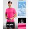 imageMens Workout Breathable Grid TShirts Dry Fit UPF 50 Sun Shirts Lightweight Cooling Tee for Athletic Running HikingFluorescent Rosy