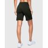 imageWomens 7 Athletic Hiking Long Shorts with Side Pockets High Waisted Stretchy Bermuda Shorts for Women Workout CasualArmy Green