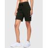 imageWomens 7 Athletic Hiking Long Shorts with Side Pockets High Waisted Stretchy Bermuda Shorts for Women Workout CasualArmy Green