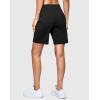 imageWomens 7 Athletic Hiking Long Shorts with Side Pockets High Waisted Stretchy Bermuda Shorts for Women Workout CasualBlack