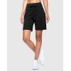 imageWomens 7 Athletic Hiking Long Shorts with Side Pockets High Waisted Stretchy Bermuda Shorts for Women Workout CasualBlack