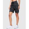 imageWomens 7 Athletic Hiking Long Shorts with Side Pockets High Waisted Stretchy Bermuda Shorts for Women Workout CasualBlack Camo