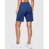imageWomens 7 Athletic Hiking Long Shorts with Side Pockets High Waisted Stretchy Bermuda Shorts for Women Workout CasualBlue