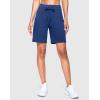imageWomens 7 Athletic Hiking Long Shorts with Side Pockets High Waisted Stretchy Bermuda Shorts for Women Workout CasualBlue