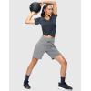 imageWomens 7 Athletic Hiking Long Shorts with Side Pockets High Waisted Stretchy Bermuda Shorts for Women Workout CasualBright Grey