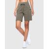 imageWomens 7 Athletic Hiking Long Shorts with Side Pockets High Waisted Stretchy Bermuda Shorts for Women Workout CasualDark Khaki