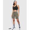 imageWomens 7 Athletic Hiking Long Shorts with Side Pockets High Waisted Stretchy Bermuda Shorts for Women Workout CasualDark Khaki