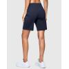 imageWomens 7 Athletic Hiking Long Shorts with Side Pockets High Waisted Stretchy Bermuda Shorts for Women Workout CasualNavy