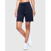 imageWomens 7 Athletic Hiking Long Shorts with Side Pockets High Waisted Stretchy Bermuda Shorts for Women Workout CasualNavy