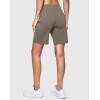 imageWomens 7 Athletic Hiking Long Shorts with Side Pockets High Waisted Stretchy Bermuda Shorts for Women Workout CasualStone Grey