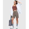imageWomens 7 Athletic Hiking Long Shorts with Side Pockets High Waisted Stretchy Bermuda Shorts for Women Workout CasualStone Grey