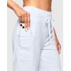 imageWomens 7 Athletic Hiking Long Shorts with Side Pockets High Waisted Stretchy Bermuda Shorts for Women Workout CasualWhite