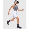 imageWomens 7 Athletic Hiking Long Shorts with Side Pockets High Waisted Stretchy Bermuda Shorts for Women Workout CasualWhite