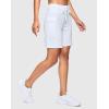 imageWomens 7 Athletic Hiking Long Shorts with Side Pockets High Waisted Stretchy Bermuda Shorts for Women Workout CasualWhite