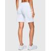 imageWomens 7 Athletic Hiking Long Shorts with Side Pockets High Waisted Stretchy Bermuda Shorts for Women Workout CasualWhite